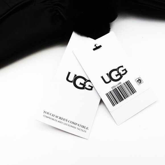 UGG Logo Quilted Leather & Genuine Shearling Gloves Size M - Picture 4 of 8